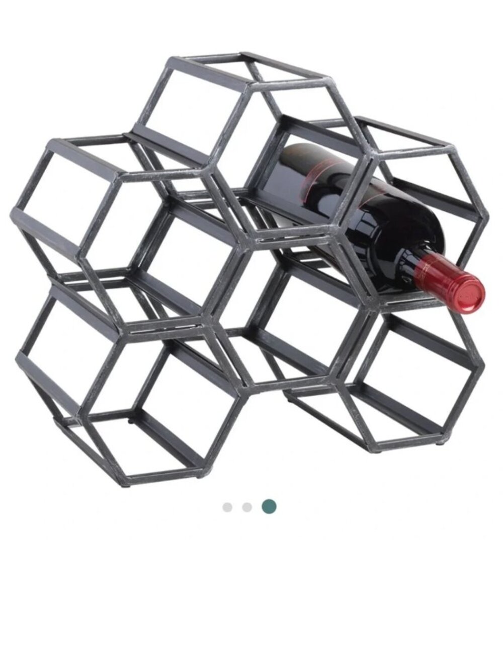 Modern Hexagonal Honeycomb Metal Wine Rack, 6 Bottle, Black